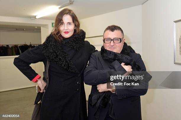 Suzanne von Aichinger and Alber Elbaz attend the launch of Elie Top Launch First "Joaillerie Haute Fantaisie" Collection - as part of Paris Fashion...