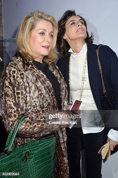 Catherine Deneuve and Ines de La Fressange attend the launch of Elie Top Launch First "Joaillerie Haute Fantaisie" Collection - as part of Paris...