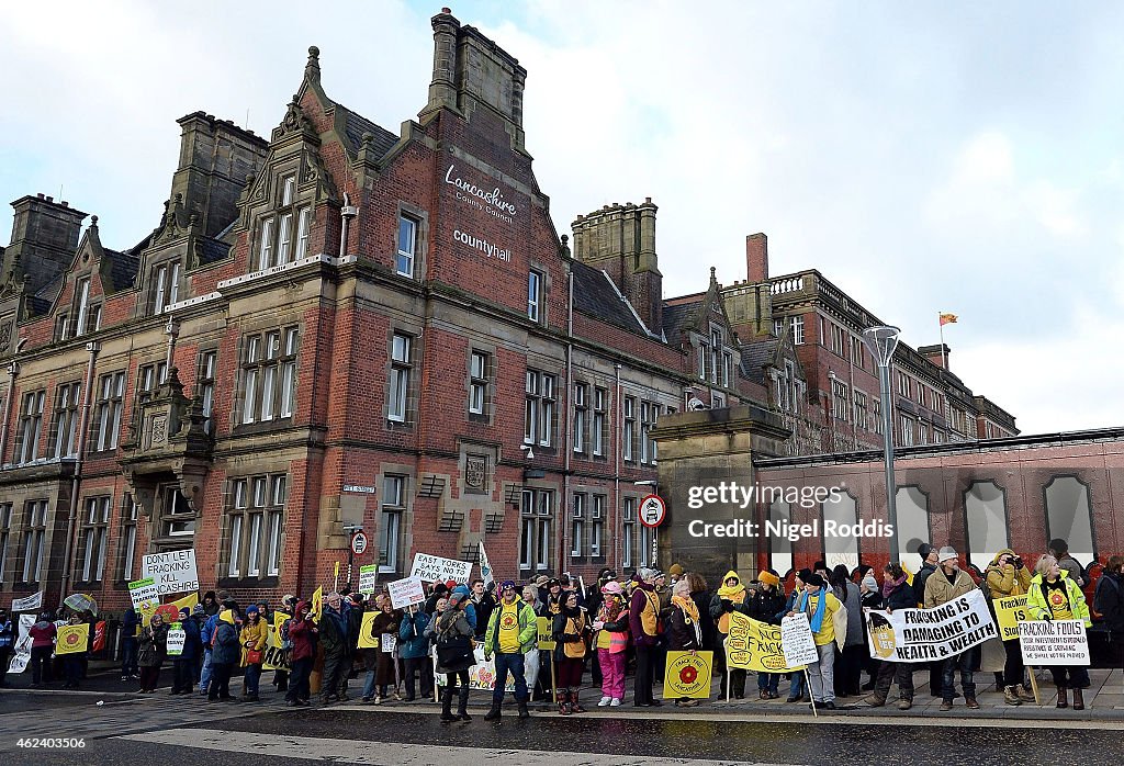 Protest At Against Fracking At Lancashire County Council