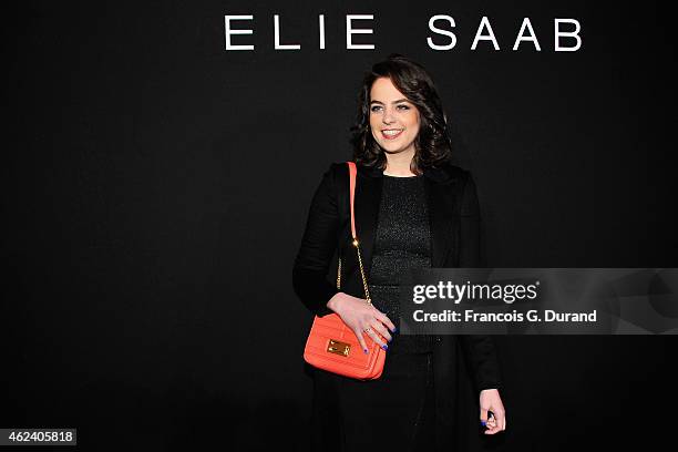 Anouchka Delon attends the Elie Saab show as part of Paris Fashion Week Haute Couture Spring/Summer 2015 on January 28, 2015 in Paris, France.