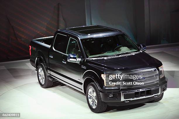 Ford introduces the new F-150 pickup truck at the North American International Auto Show on January 13, 2014 in Detroit, Michigan. The auto show...