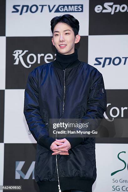 Jo Kwon of South Korean boy band 2AM attends the photocall for the Tekken7 20th Anniversary at W Tower on January 28, 2015 in Seoul, South Korea.