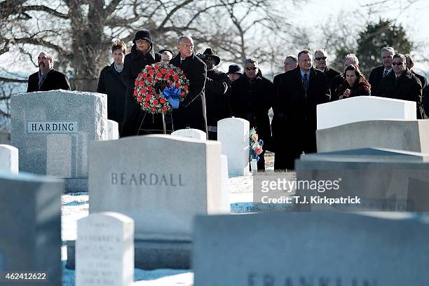 Administrator Charles Bolden, Jr. And his wife Alexis Bolden place a wreath at the gravesites of Apollo 1 crew members Virgil Grissom and Roger...