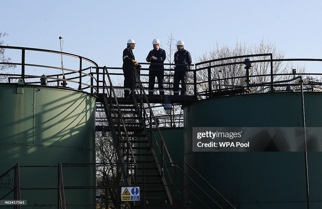 British Prime Minister David Cameron Total Oil Depot Visit