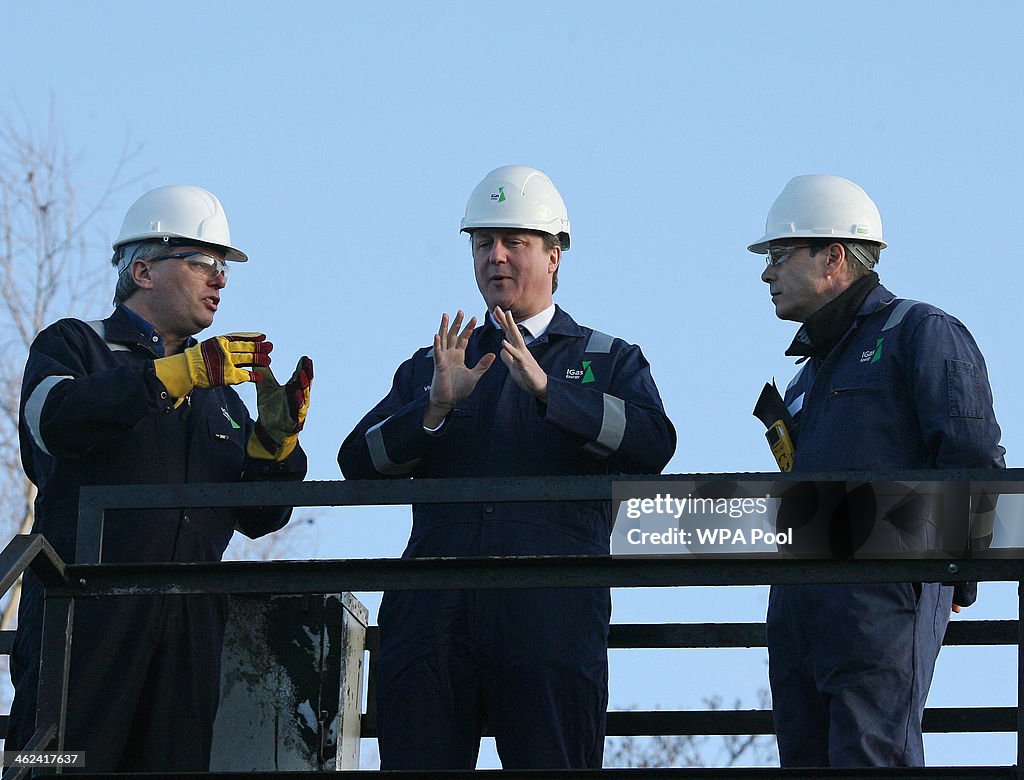 British Prime Minister David Cameron Total Oil Depot Visit