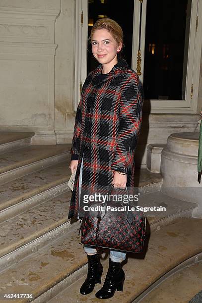 Camille Seydoux attends the Valentino show as part of Paris Fashion Week Haute Couture Spring/Summer 2015 on January 28, 2015 in Paris, France.