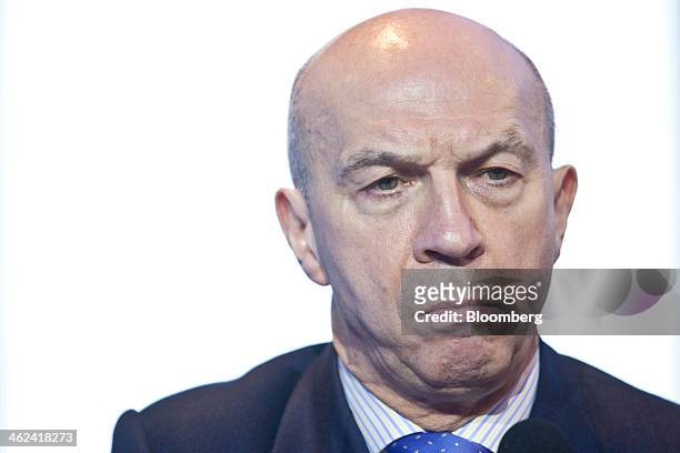 Tom Williams, vice president of programs for Airbus SAS, pauses during the annual news conference at the company's headquarters in Toulouse, France,...