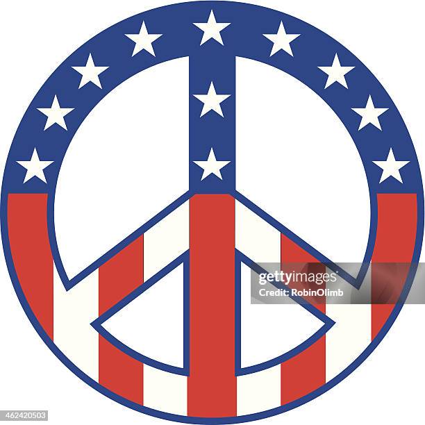 One Peace Sign Red White And Blue Peace Sign High Res Illustrations - Getty Images
