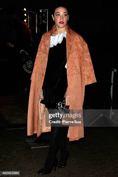 Mia Moretti attends the Valentino show as part of Paris Fashion Week Haute Couture Spring/Summer 2015 on January 28, 2015 in Paris, France.