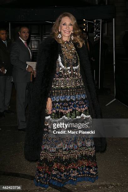 Marisa Berenson arrives to attend the Valentino show as part of Paris Fashion Week Haute Couture Spring/Summer 2015 on January 28, 2015 in Paris,...
