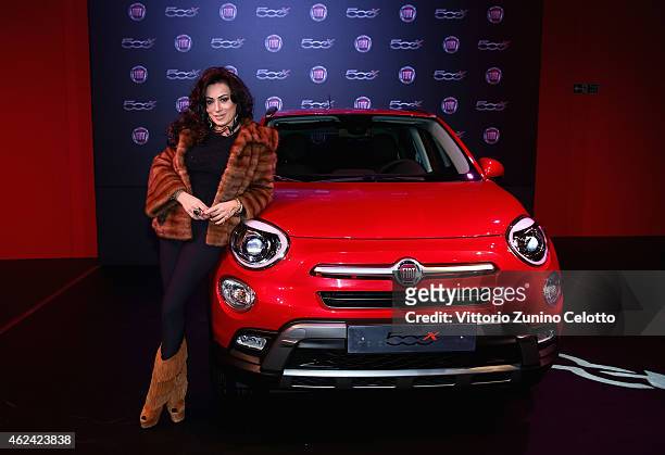 Nancy Dell'Olio attends the Fiat 500X The Power of X with Dynamo performance at the Copper Box Arena, Queen Elizabeth Olympic Park on January 28,...