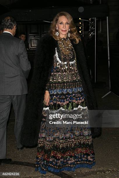 Marisa Berenson arrives to attend the Valentino show as part of Paris Fashion Week Haute Couture Spring/Summer 2015 on January 28, 2015 in Paris,...