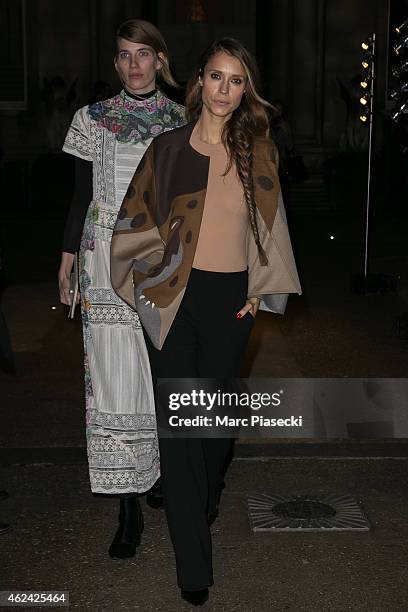 Guests arrive to attend the Valentino show as part of Paris Fashion Week Haute Couture Spring/Summer 2015 on January 28, 2015 in Paris, France.