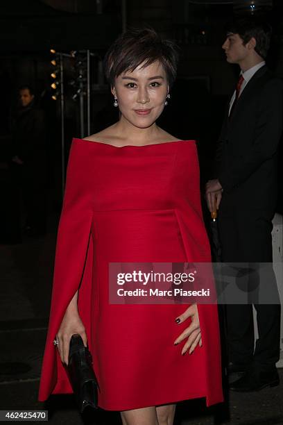 Guest arrives to attend the Valentino show as part of Paris Fashion Week Haute Couture Spring/Summer 2015 on January 28, 2015 in Paris, France.