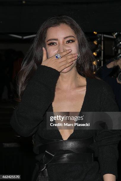 Lulu Tan arrives to attend the Valentino show as part of Paris Fashion Week Haute Couture Spring/Summer 2015 on January 28, 2015 in Paris, France.