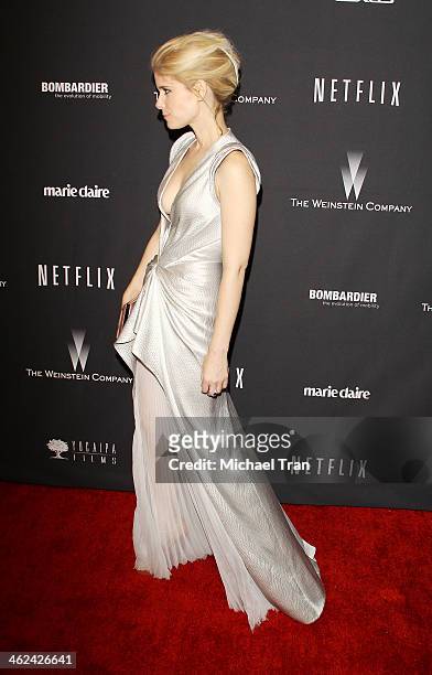 Kate Mara arrives at The Weinstein Company and NetFlix 2014 Golden Globe Awards after party held on January 12, 2014 in Beverly Hills, California.