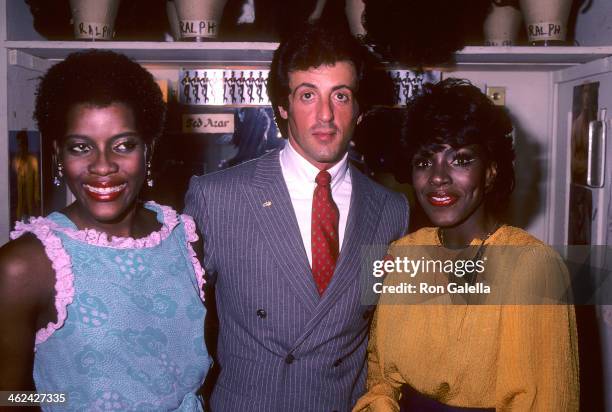 Actress Loretta Devine, actor Sylvester Stallone and actress Sheryl Lee Ralph backstage after a performance of the Broadway musical "Dreamgirls" on...