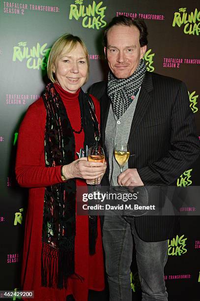 Gabrielle Lloyd and Mark Meadows attend an after party following the Gala Performance of "The Ruling Class" at The Bankside Vaults on January 28,...