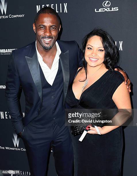 Actor Idris Elba and pregnant girlfriend Naiyana Garth attend The Weinstein Company's 2014 Golden Globe Awards After Party at The Beverly Hilton...