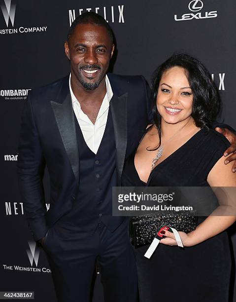 Actor Idris Elba and pregnant girlfriend Naiyana Garth attend The Weinstein Company's 2014 Golden Globe Awards After Party at The Beverly Hilton...