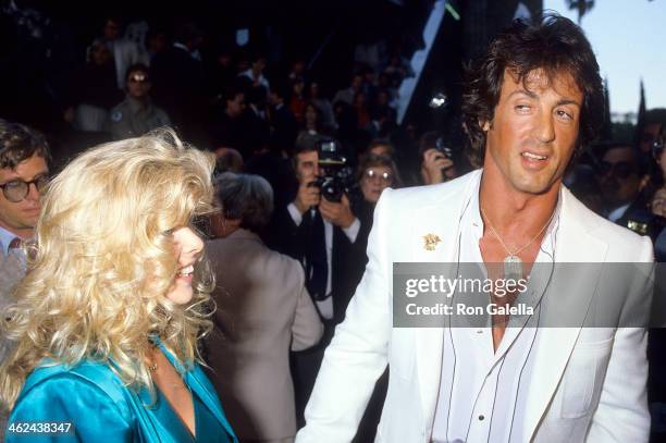 Actor Sylvester Stallone and wife Sasha Czack attend the "Ghostbusters" Westwood Premiere on June 7, 1984 at Avco Center Cinemas in Westwood,...