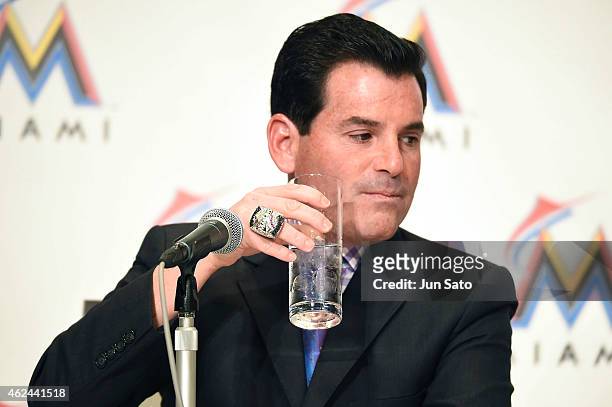 Miami Marlins president David Samson attends the Ichiro Suzuki press conference at the Capitol Hotel Tokyu on January 29, 2015 in Tokyo, Japan....