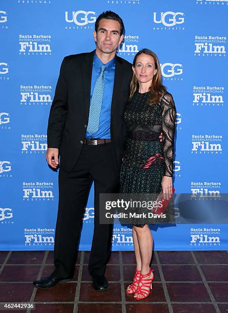 Actor Capkin Van Alphen and Celine Cousteau attend the "Attenborough Award" honoring the Cousteau family and world premiere screening of "Secret...