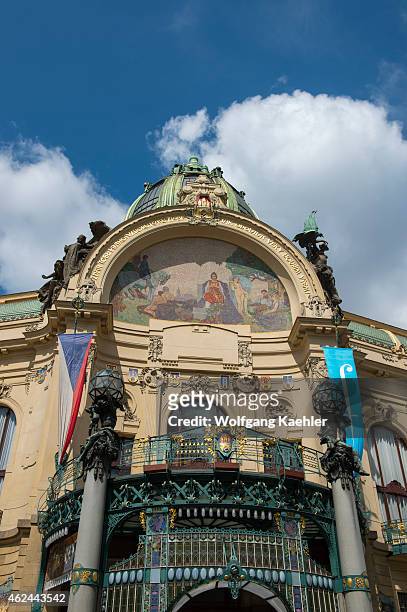 The Municipal House in Prague, Czech Republic. Is one of the most prominent Art Nouveau building in the city.