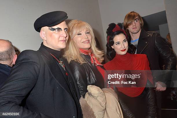 Ali Mahdavi, Amanda Lear, Dita Von Teese and Amanda Lear new boy friend attend the Jean Paul Gaultier show as part of Paris Fashion Week...