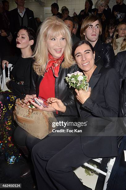 Amanda Lear and Bianca Li attend the Jean Paul Gaultier show as part of Paris Fashion Week Haute-Couture Spring/Summer 2015 on January 28, 2015 in...