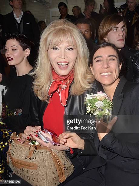 Amanda Lear and Bianca Li attend the Jean Paul Gaultier show as part of Paris Fashion Week Haute-Couture Spring/Summer 2015 on January 28, 2015 in...