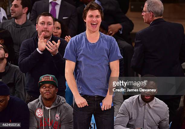 Ansel Elgort attends the Oklahoma City Thunder vs New York Knicks game at Madison Square Garden on January 28, 2015 in New York City.