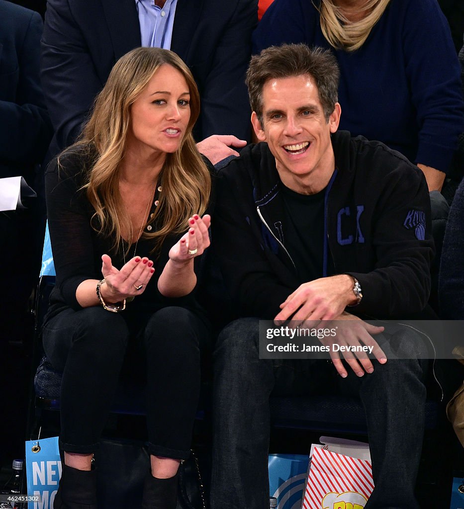 Celebrities Attend Oklahoma City Thunder Vs New York Knicks Game - January 28, 2015