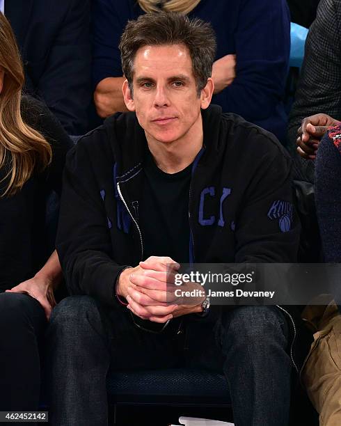 Ben Stiller attends the Oklahoma City Thunder vs New York Knicks game at Madison Square Garden on January 28, 2015 in New York City.