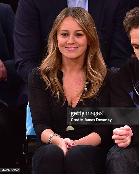Christine Taylor attends the Oklahoma City Thunder vs New York Knicks game at Madison Square Garden on January 28, 2015 in New York City.