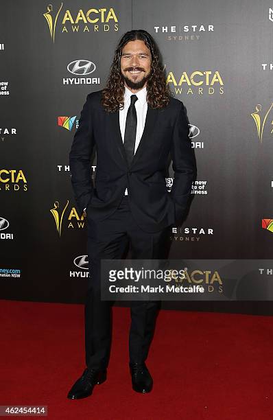 Luke Arnold arrives at the 4th AACTA Awards Ceremony at The Star on January 29, 2015 in Sydney, Australia.