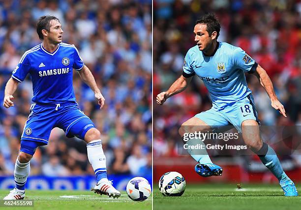 In this composite image a comparision has been made between Frank Lampard playing for Chelsea and for Manchester City . Chelsea meet Manchester City...