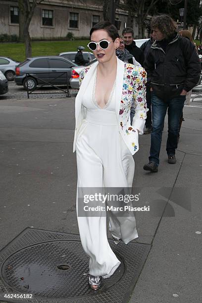 Actress Rose McGowan is seen on January 29, 2015 in Paris, France.