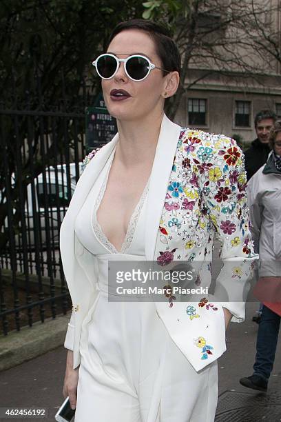 Actress Rose McGowan is seen on January 29, 2015 in Paris, France.