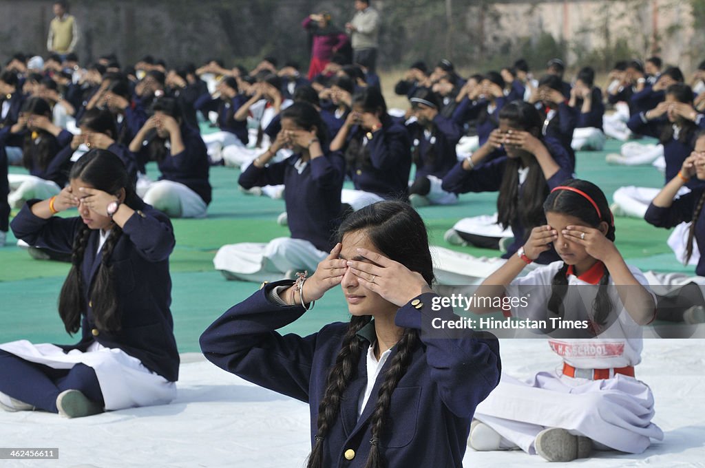 Students Perform Surya Namaskar To Mark 150th Birth Anniversary Of Swami Vivekananda