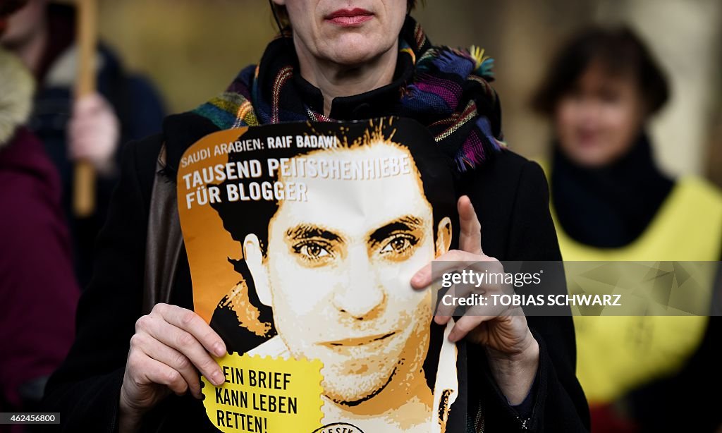 GERMANY-SAUDI-ARABIA-BADAWI-PROTEST