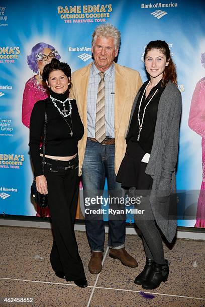 Sherri Jensen, actor Barry Bostwick and daughter Chelsea Bostwick arrive for the opening night performance of "Dame Edna's Glorious Goodbye - The...