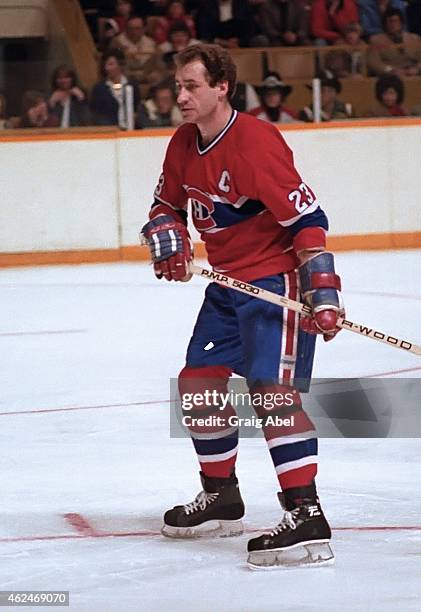 Bob Gainey of the Montreal Canadiens skates up ice against the Toronto Maple Leafs at Maple Leaf Gardens in Toronto, Ontario, Canada on March 6, 1982.