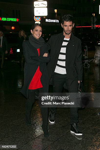 Cheryl Fernandez-Versini and Jean-Bernard Versini are seen at 'Gare du Nord' station on January 29, 2015 in Paris, France.