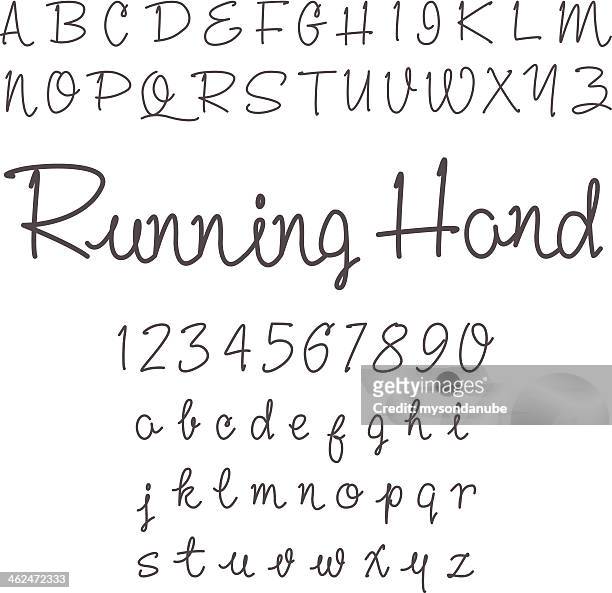 vektor real hand alphabet - handschrift stock-grafiken, -clipart, -cartoons und -symbole