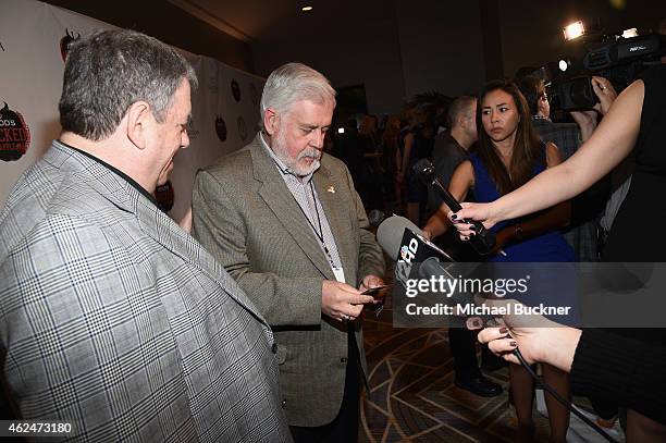 Glendale Mayor Jerry Weier and Modell's CEO Mitchell Modell attend the Friars Club Roast of Terry Bradshaw during the ESPN Super Bowl Roast at the...