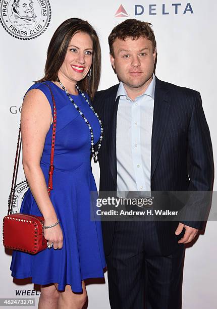 Comedian Frank Caliendo and Michele Caliendo attend the Friars Club Roast of Terry Bradshaw during the ESPN Super Bowl Roast at the Arizona Biltmore...