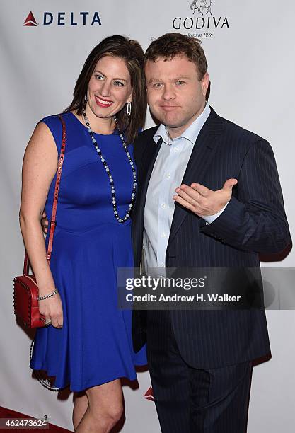 Comedian Frank Caliendo and Michele Caliendo attend the Friars Club Roast of Terry Bradshaw during the ESPN Super Bowl Roast at the Arizona Biltmore...