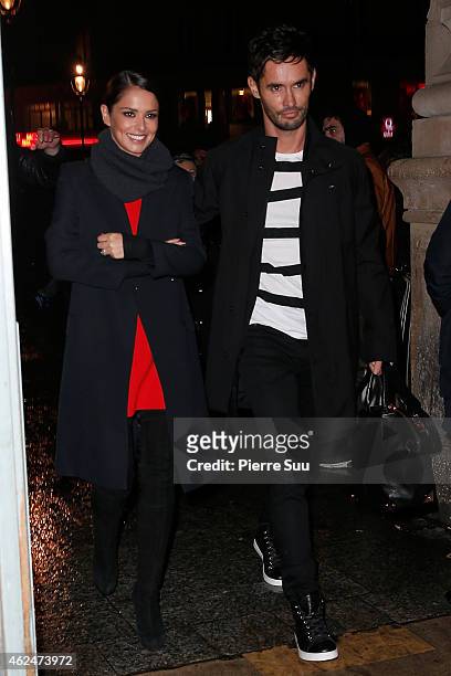 Cheryl Fernandez-Versini and Jean-Bernard Versini are seen at 'Gare du Nord' station on January 29, 2015 in Paris, France.