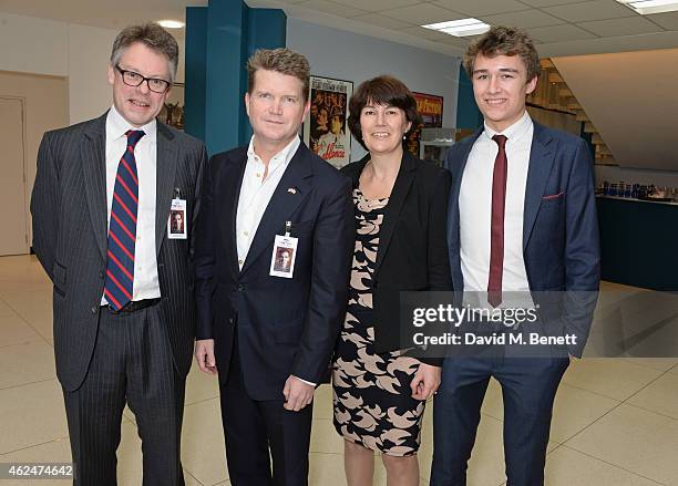 Sir Dermot Turing, American Ambassador Matthew Barzun, Rachel Barnes, neice of Alan Turing, and son Tom Barnes attend a special screening of "The...